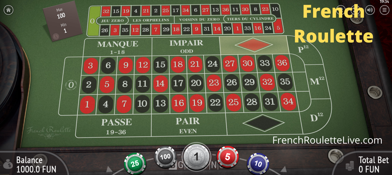 Roulette Table Layouts - Main Table and Racetrack